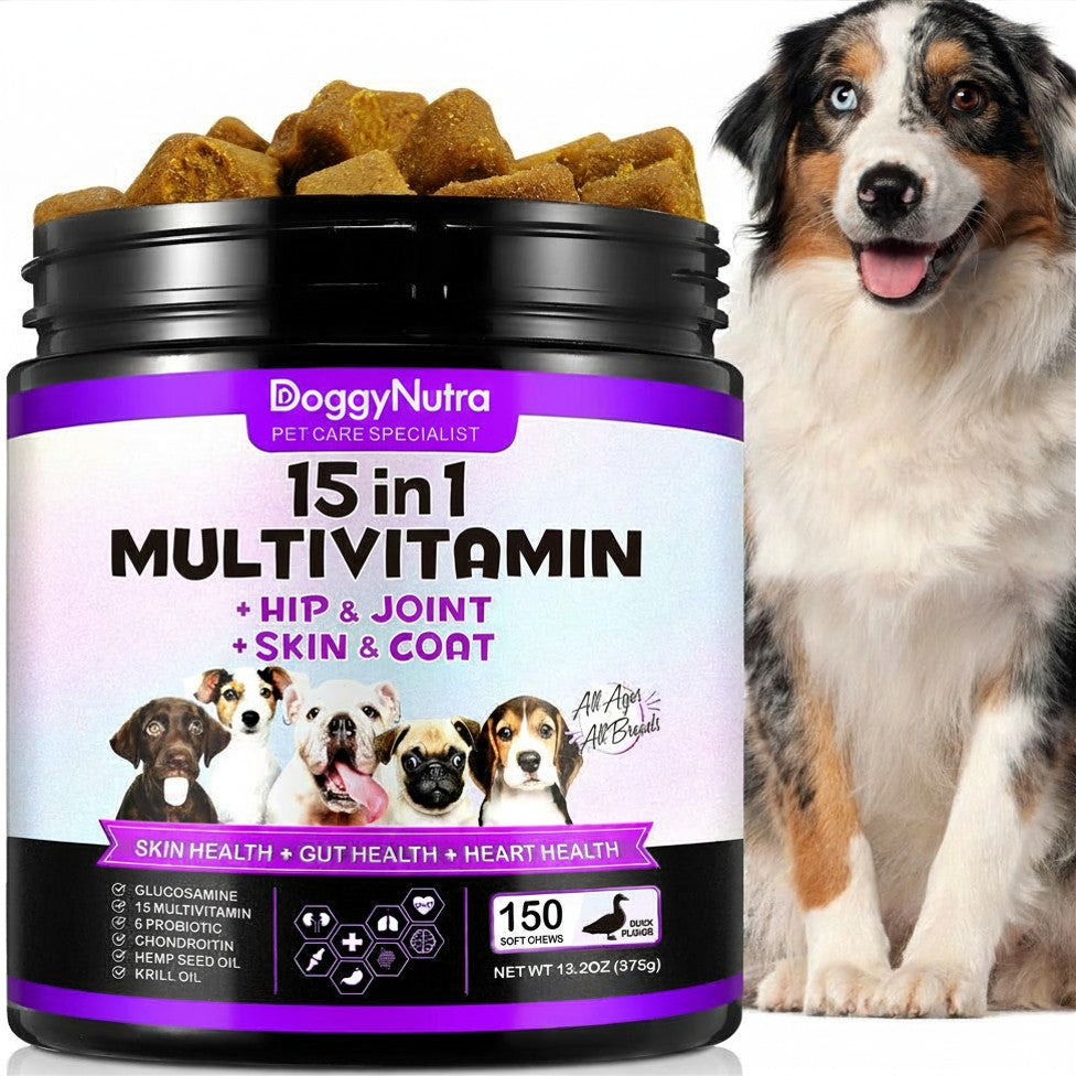 DoggyNutra 15-in-1 Multivitamin Chews for Dogs (150 Soft Chews)